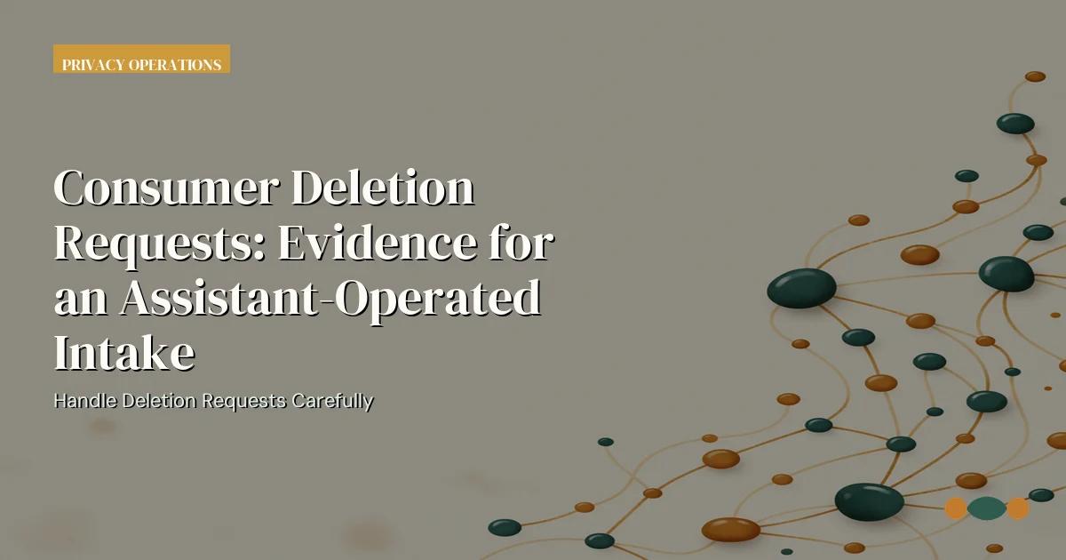 Branded editorial graphic with the headline: Consumer Deletion Requests: Evidence for an Assistant-Operated Intake