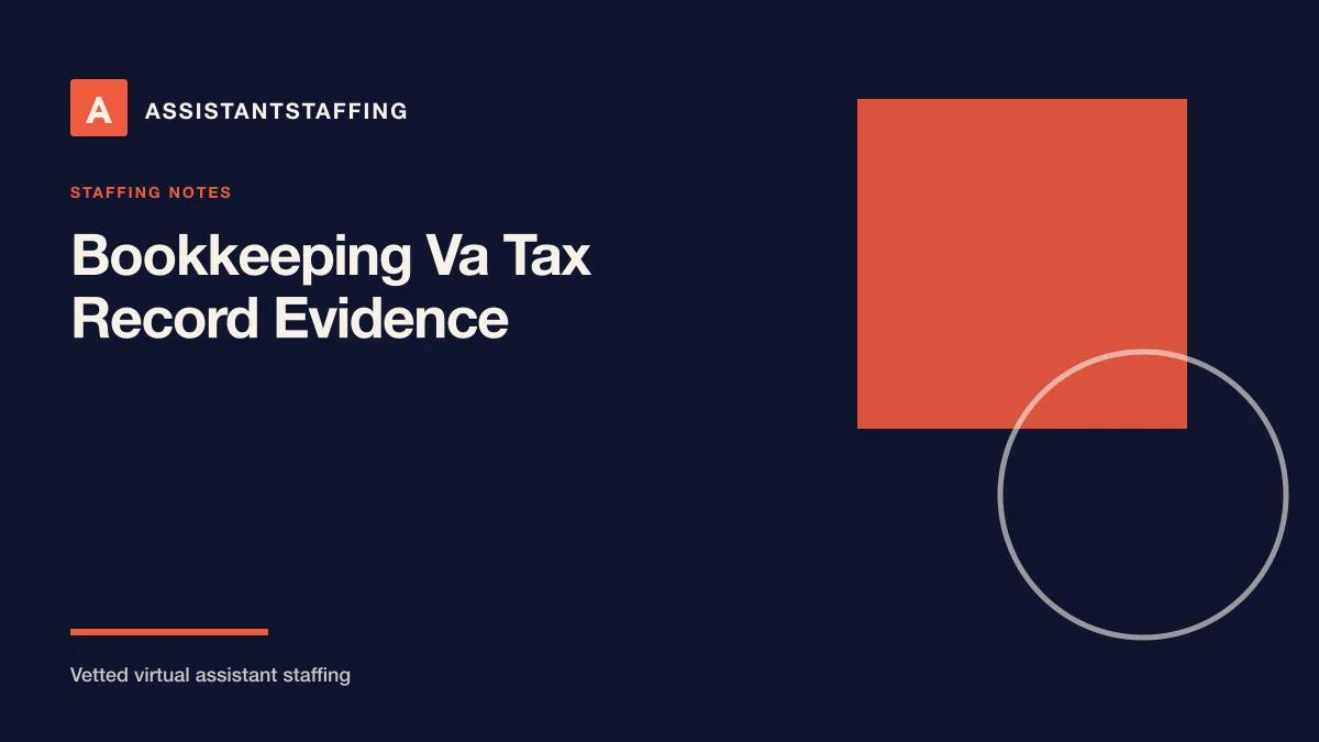 Branded editorial graphic with the headline: Bookkeeping VA tax records: evidence for source-document control