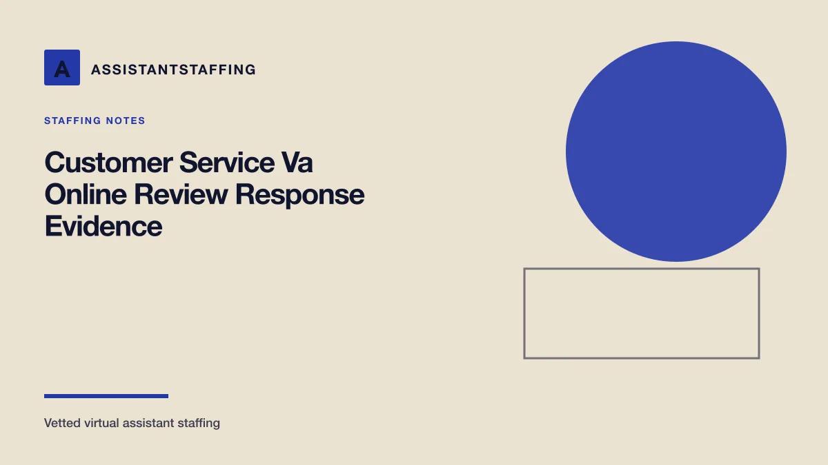 Branded editorial graphic with the headline: Customer service VA review responses: evidence for truthful, privacy-safe replies