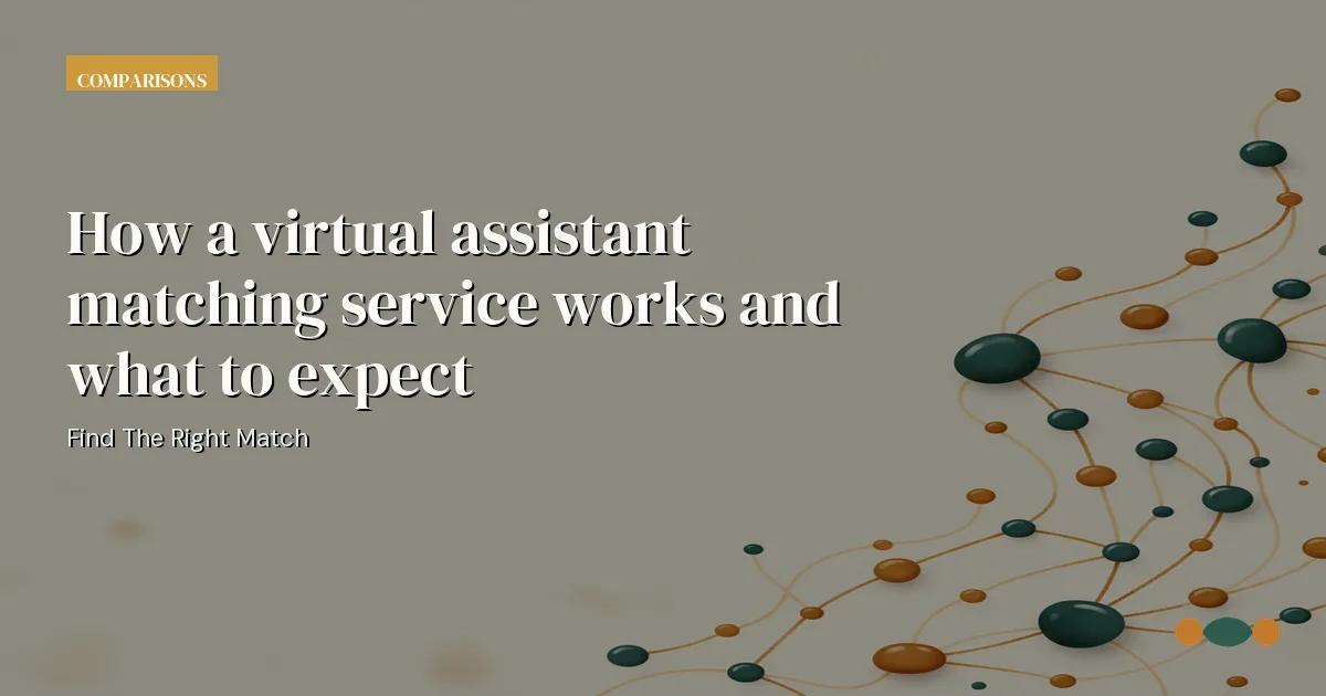 Branded editorial graphic with the headline: How a virtual assistant matching service works and what to expect