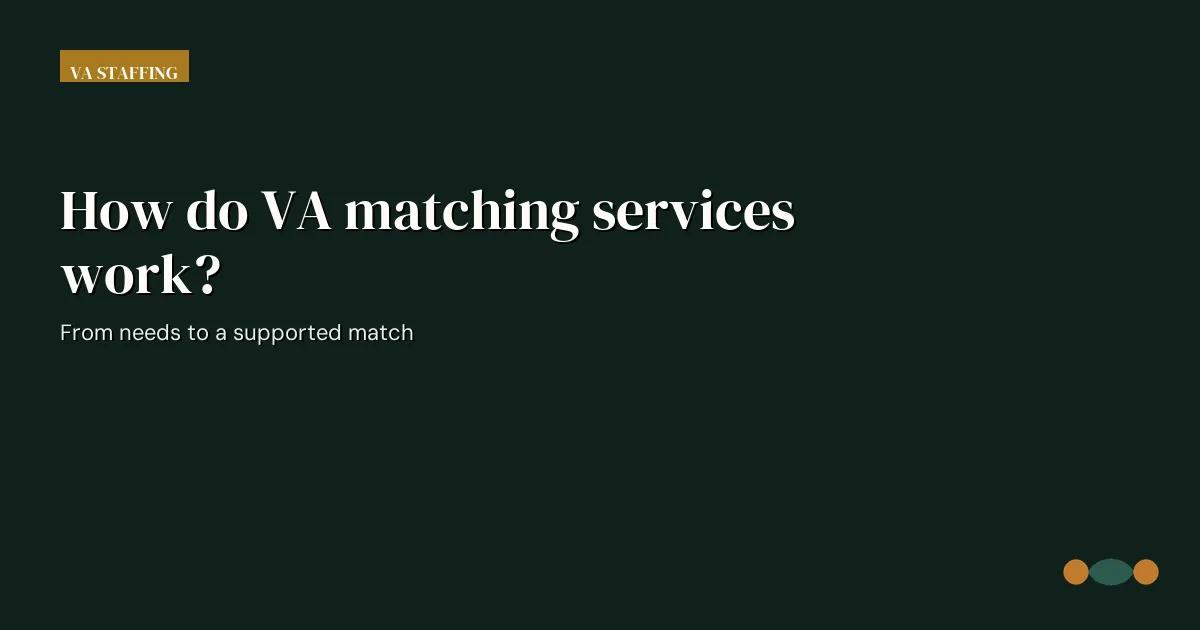 Branded editorial graphic with the headline: How do VA matching services work?