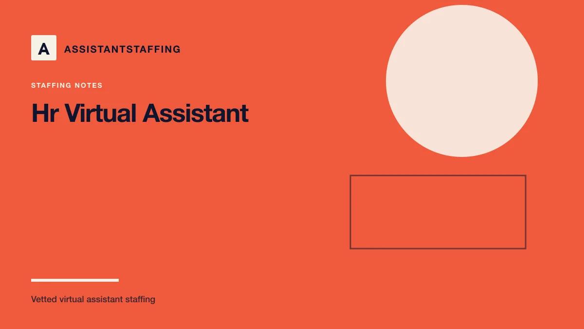 Branded editorial graphic with the headline: HR virtual assistant: recruiting support, onboarding, and admin tasks