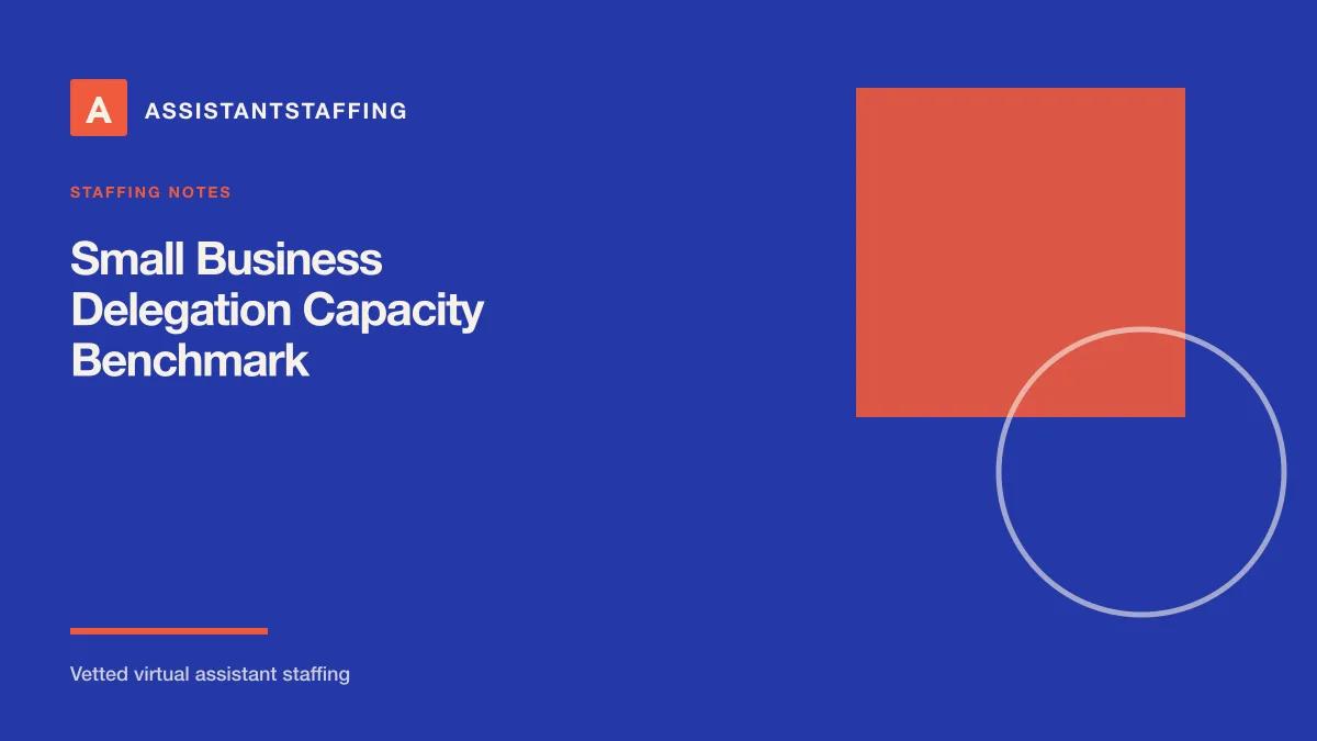 Branded editorial graphic with the headline: Small-Business Delegation Capacity Benchmark