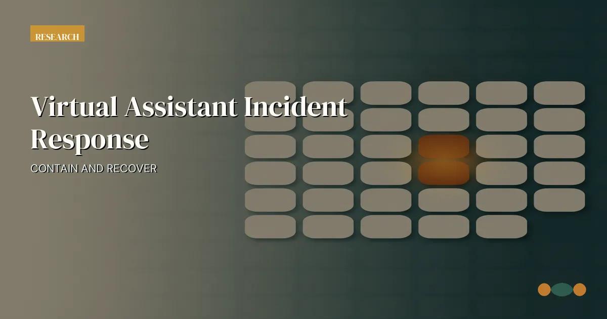Branded editorial graphic with the headline: Data Breach Response Contact Logs: Evidence for a Controlled Virtual Assistant Workflow