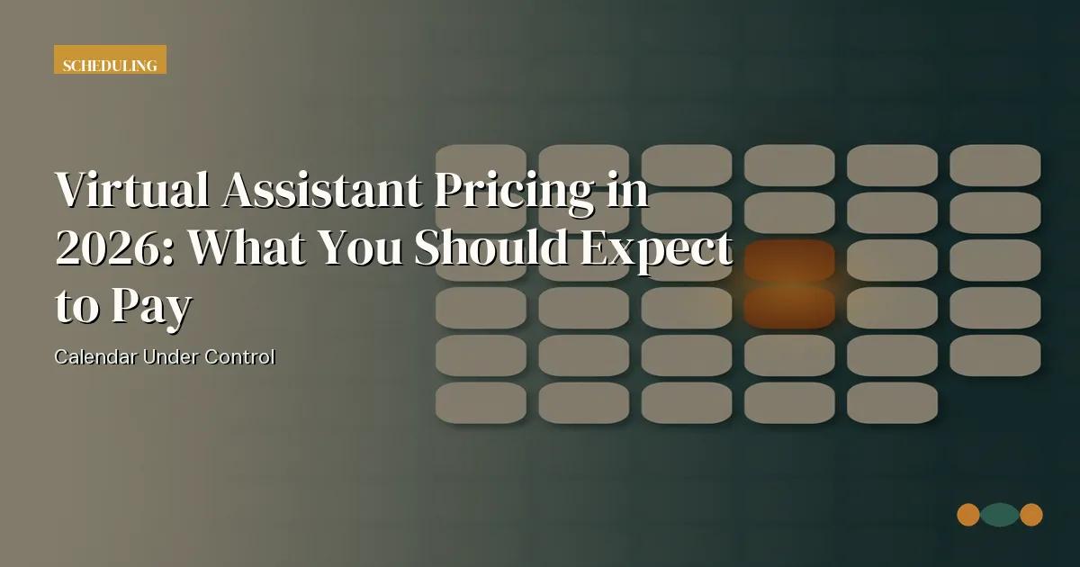Branded editorial graphic with the headline: Virtual Assistant Pricing in 2026: What You Should Expect to Pay