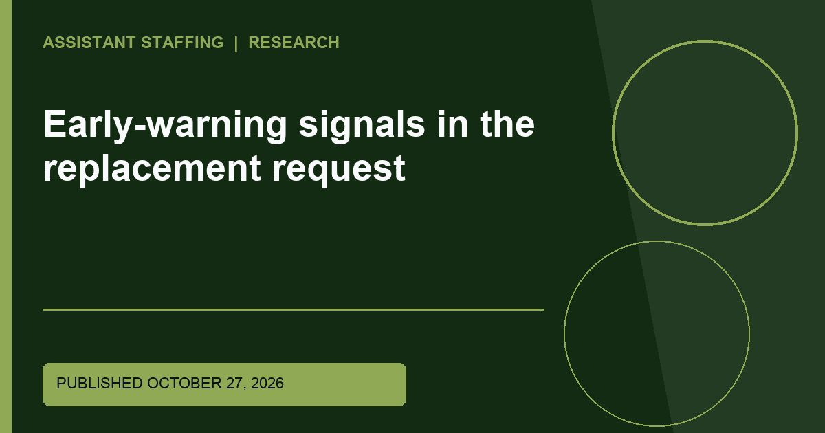 Branded editorial graphic with the headline: Early-warning signals in the replacement request